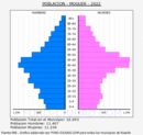 Moguer - Pirámide de población grupos quinquenales - Censo 2022