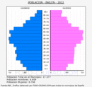 Bailén - Pirámide de población grupos quinquenales - Censo 2022