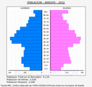 Arriate - Pirámide de población grupos quinquenales - Censo 2022