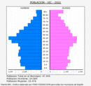 Vic - Pirámide de población grupos quinquenales - Censo 2022