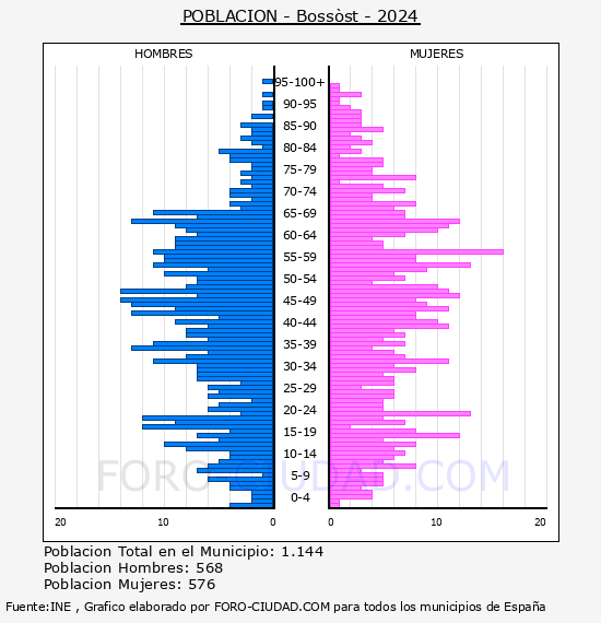Bossst - Pirmide de poblacin por aos- Censo 2024