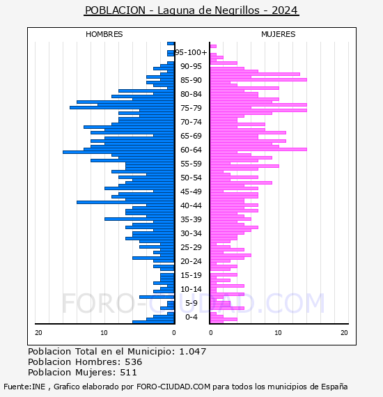 Laguna de Negrillos - Pir�mide de poblaci�n por a�os- Censo 2024