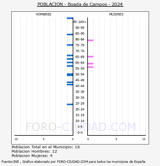 Boada de Campos - Pirmide de poblacin por aos- Censo 2024