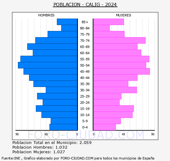 Clig - Pirmide de poblacin grupos quinquenales - Censo 2024