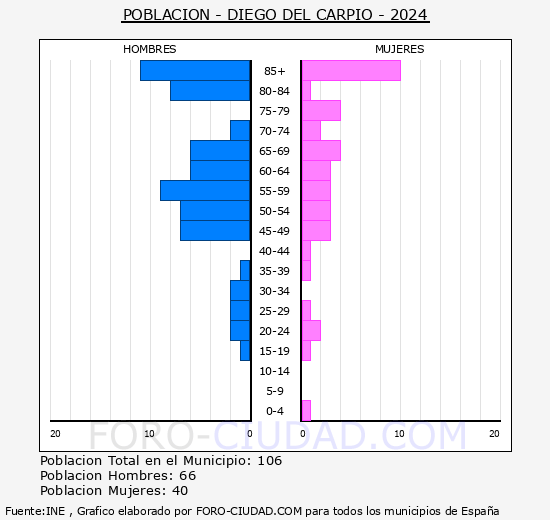 Diego del Carpio - Pir�mide de poblaci�n grupos quinquenales - Censo 2024