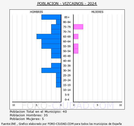 Vizca�nos - Pir�mide de poblaci�n grupos quinquenales - Censo 2024