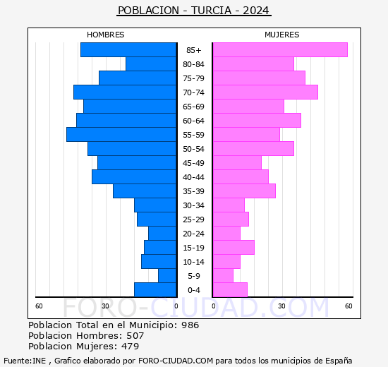 Turcia - Pir�mide de poblaci�n grupos quinquenales - Censo 2024