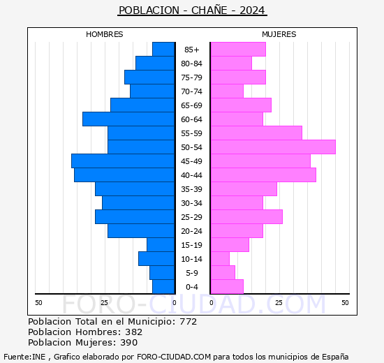 Chae - Pirmide de poblacin grupos quinquenales - Censo 2024
