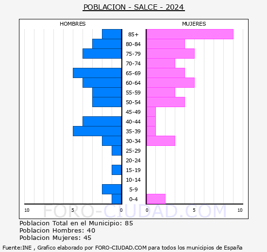 Salce - Pirmide de poblacin grupos quinquenales - Censo 2024