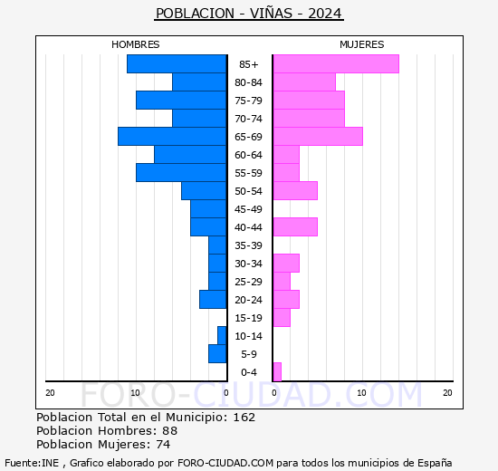 Vias - Pirmide de poblacin grupos quinquenales - Censo 2024