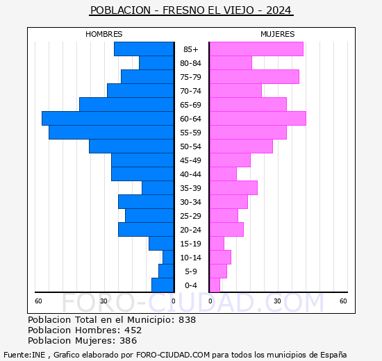 Fresno el Viejo - Pirmide de poblacin grupos quinquenales - Censo 2024