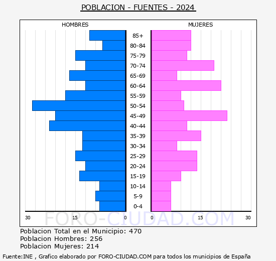 Fuentes - Pirmide de poblacin grupos quinquenales - Censo 2024