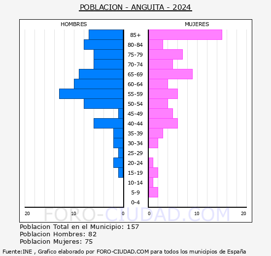 Anguita - Pirmide de poblacin grupos quinquenales - Censo 2024