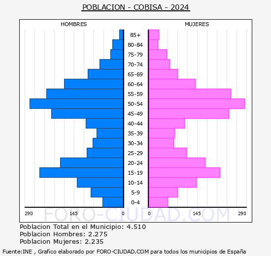 Cobisa - Pir�mide de poblaci�n grupos quinquenales - Censo 2024