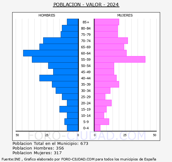 Vlor - Pirmide de poblacin grupos quinquenales - Censo 2024