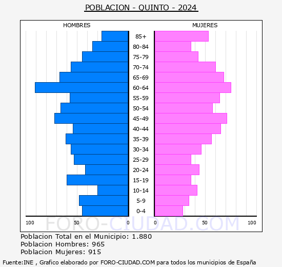 Quinto - Pir�mide de poblaci�n grupos quinquenales - Censo 2024