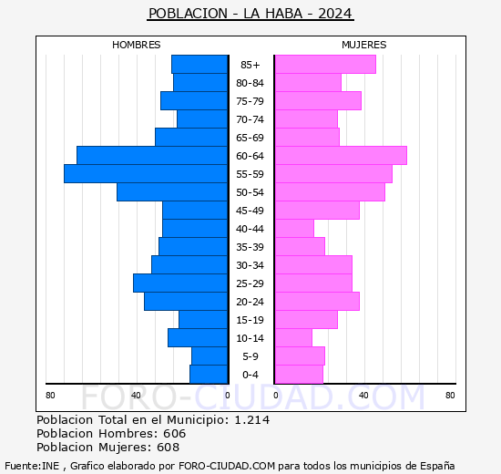 La Haba - Pirmide de poblacin grupos quinquenales - Censo 2024