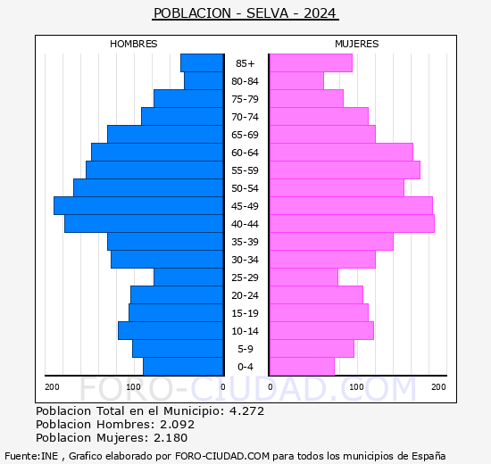 Selva - Pirmide de poblacin grupos quinquenales - Censo 2024