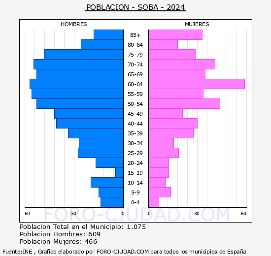Soba - Pir�mide de poblaci�n grupos quinquenales - Censo 2024