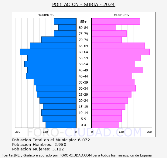 Sria - Pirmide de poblacin grupos quinquenales - Censo 2024