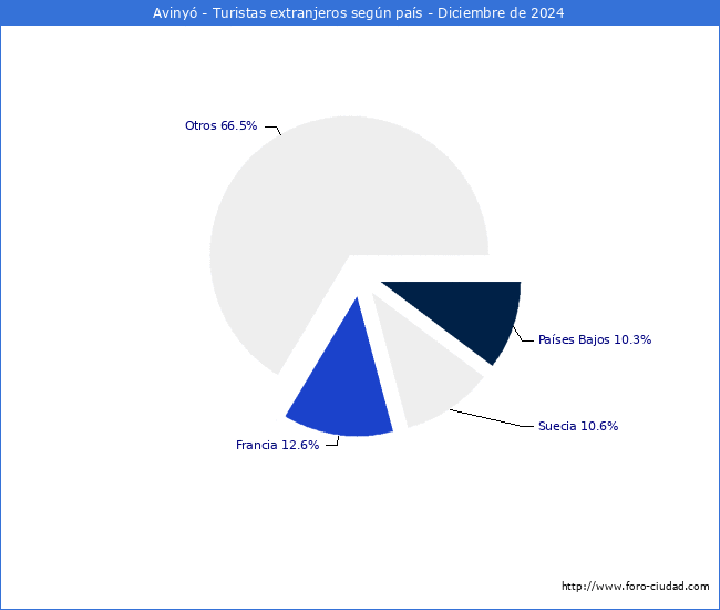 Numero de turistas de origen Extranjero por pais de procedencia en el Municipio de Aviny hasta Diciembre del 2024.