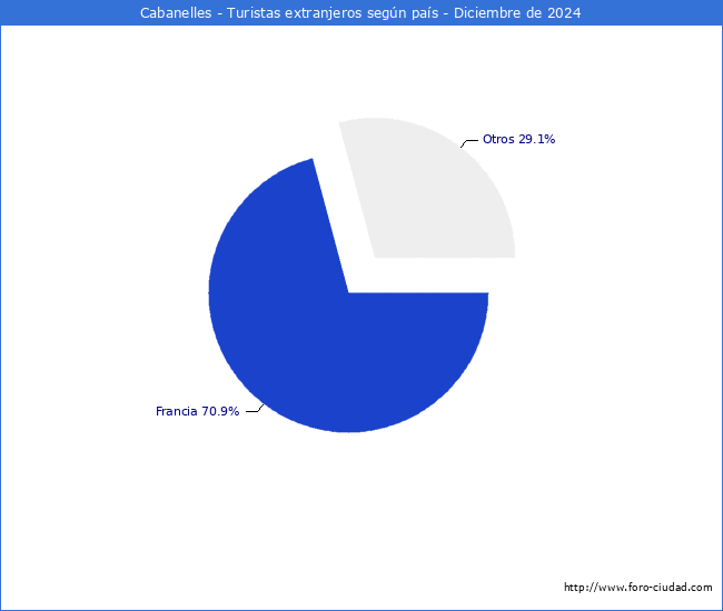 Numero de turistas de origen Extranjero por pais de procedencia en el Municipio de Cabanelles hasta Diciembre del 2024.