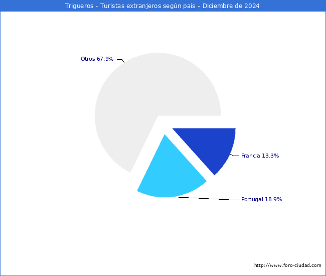 Numero de turistas de origen Extranjero por pais de procedencia en el Municipio de Trigueros hasta Diciembre del 2024.