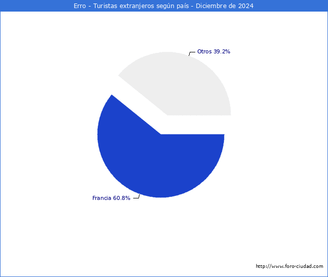 Numero de turistas de origen Extranjero por pais de procedencia en el Municipio de Erro hasta Diciembre del 2024.