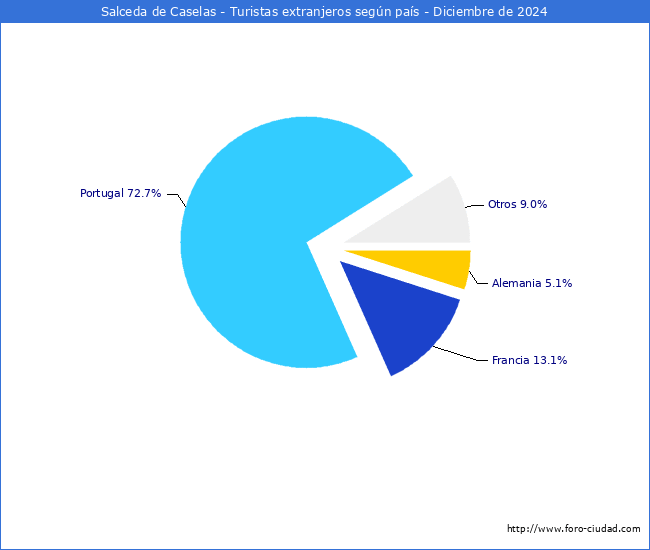Numero de turistas de origen Extranjero por pais de procedencia en el Municipio de Salceda de Caselas hasta Diciembre del 2024.
