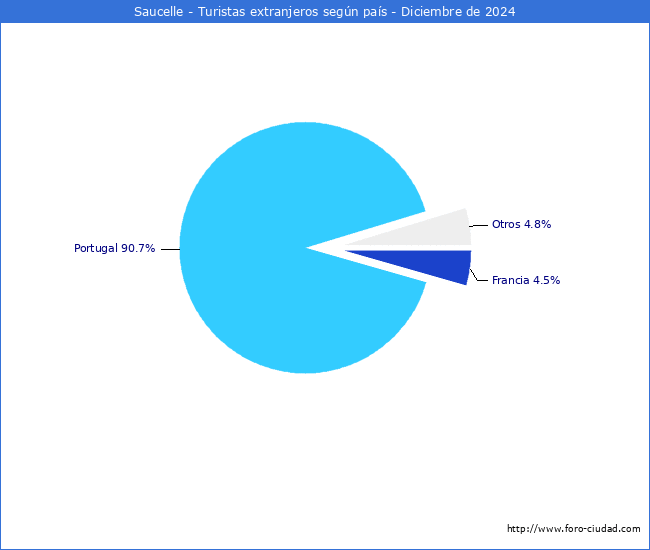 Numero de turistas de origen Extranjero por pais de procedencia en el Municipio de Saucelle hasta Diciembre del 2024.
