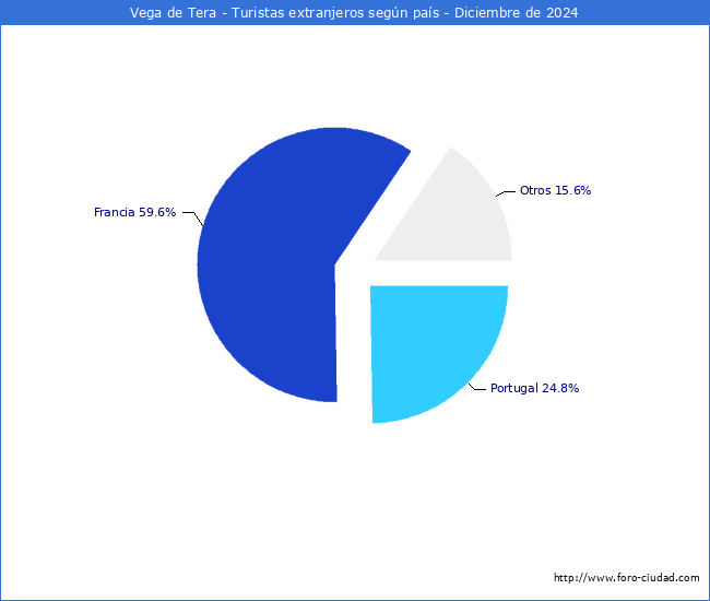 Numero de turistas de origen Extranjero por pais de procedencia en el Municipio de Vega de Tera hasta Diciembre del 2024.