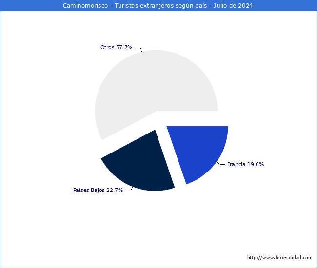 Numero de turistas de origen Extranjero por pais de procedencia en el Municipio de Caminomorisco hasta Julio del 2024.